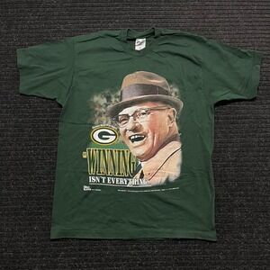 Vintage 1996 Green Bay Packers Super Bowl XXXI Vince Lombardi T-Shirt XL Green